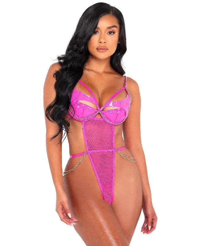 High Maintenance Vinyl Fishnet Bodysuit