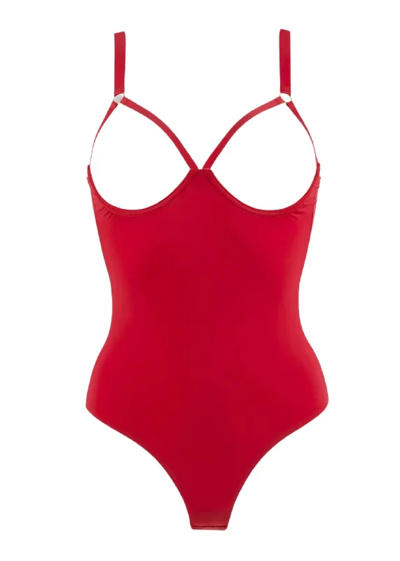 Tapage Nocturne Open Cup Bodysuit (Red)