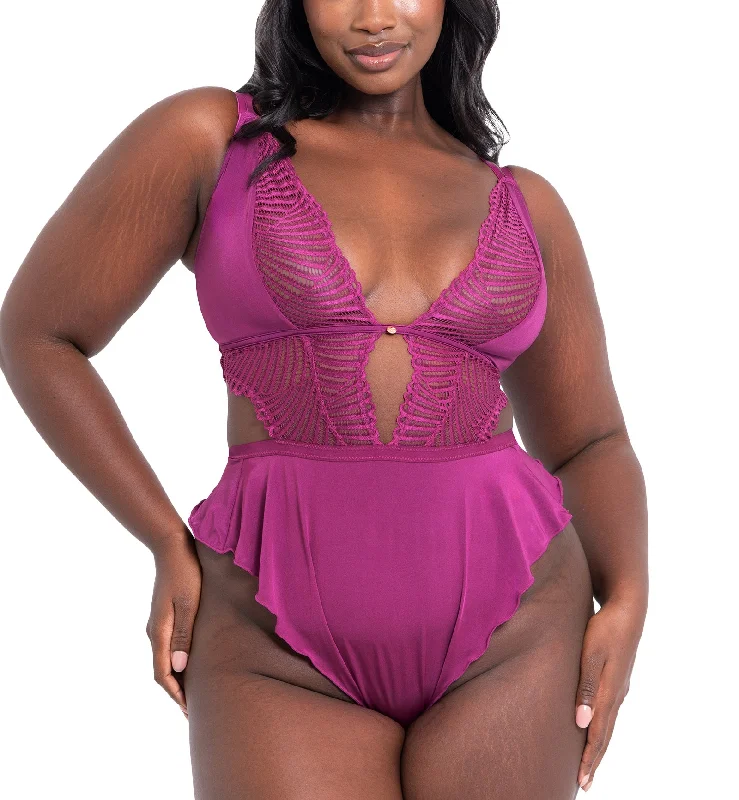 Scantilly by Curvy Kate After Hours Stretch Lace Teddy (SN025327) - Orchid