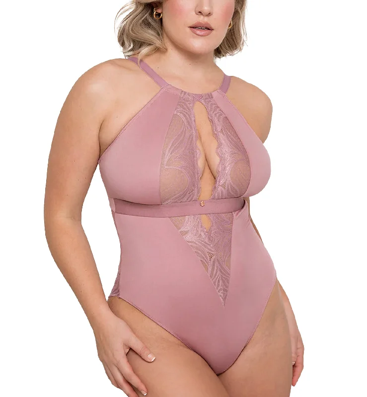 Scantilly by Curvy Kate Indulgence Stretch Lace Body Suit (ST010704) - Dusty Rose