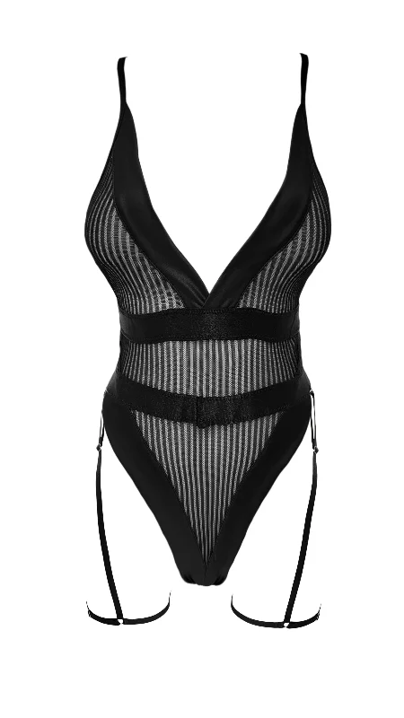 Lenda Bodysuit with Suspender (Black)