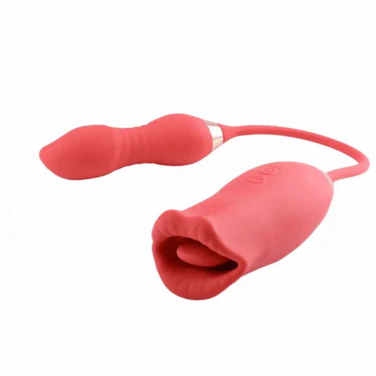 Lurevibe - Rose Muncher Scarlet Rose kiss 3-in-1 Bitting & Thrusting Vibrator