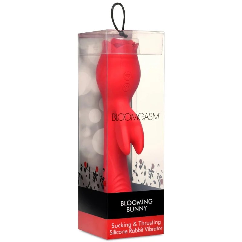 Blooming Bunny Sucking and Thrusting Silicone  Rabbit Vibrator - Red