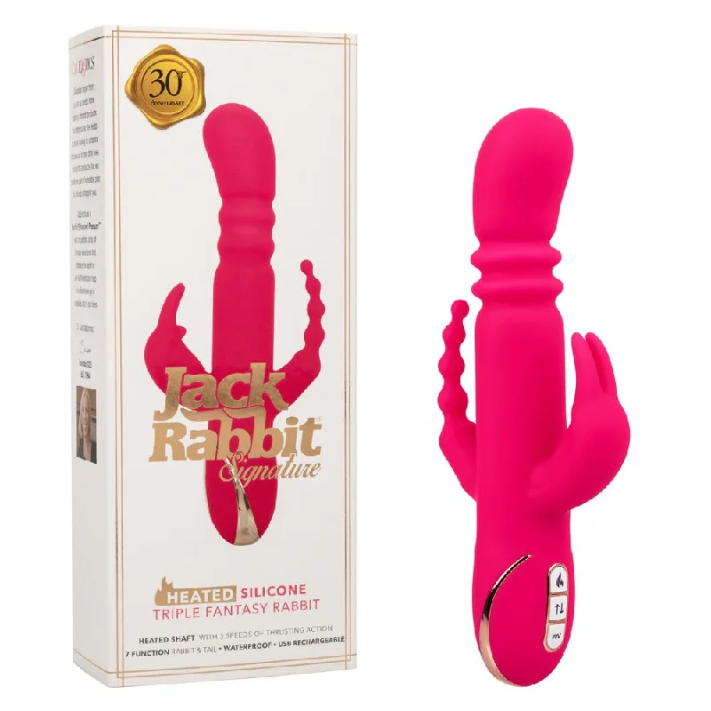 Jack Rabbit Signature Heated Silicone Triple  Fantasy Rabbit - Pink