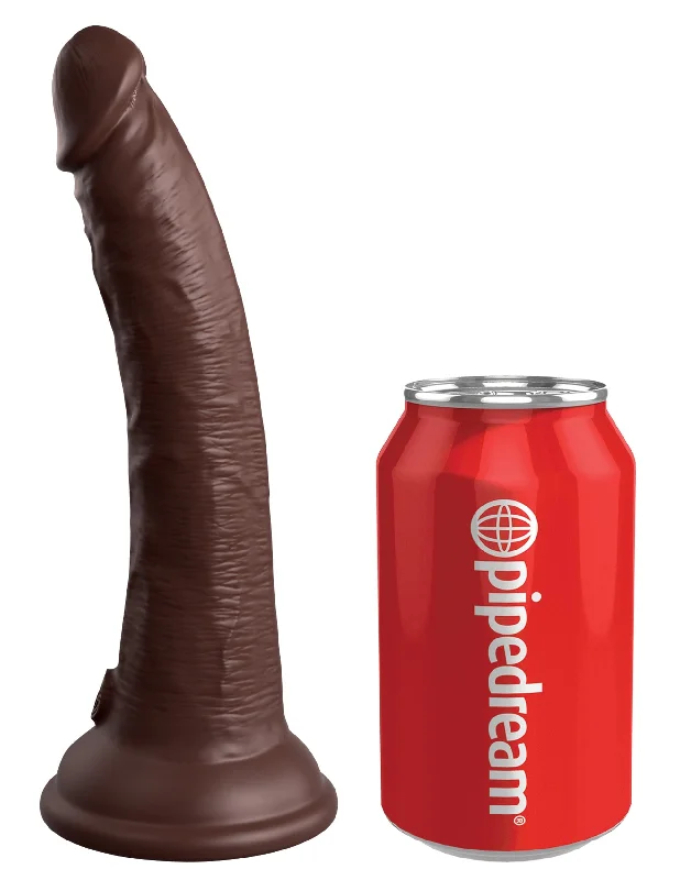 King Cock Elite 7" Vibrating Silicone Dual Density Dildo - Chocolate