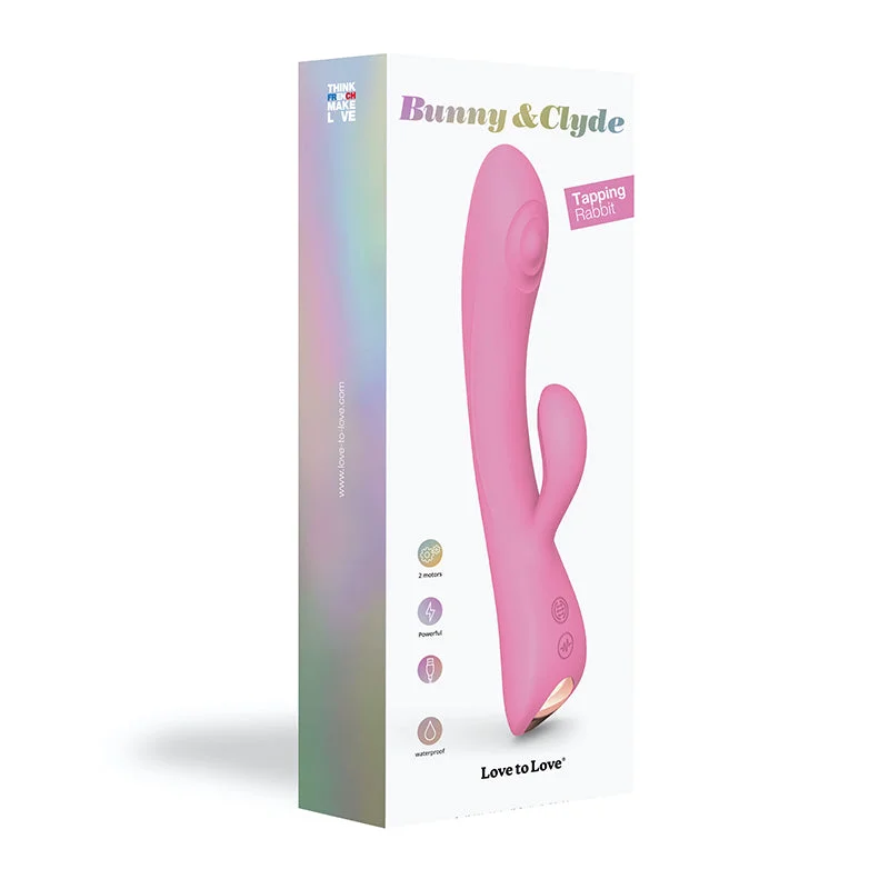 Love to Love Bunny & Clyde Rechargeable Silicone Dual Stimulator Tapping Rabbit Pink Passion