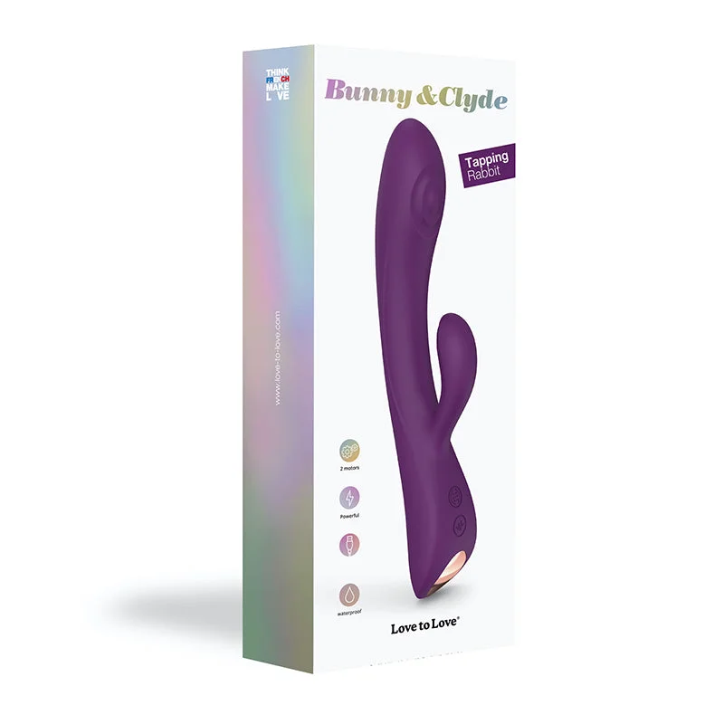 Love to Love Bunny & Clyde Rechargeable Silicone Dual Stimulator Tapping Rabbit Purple Rain