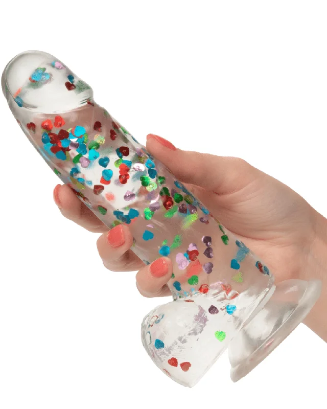 I Love Dick Heart Shaped Confetti 8 Inch Dildo