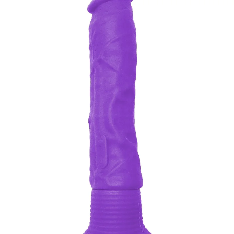 Neon Silicone Wall Banger 7 Inch Vibrating Dildo - Purple