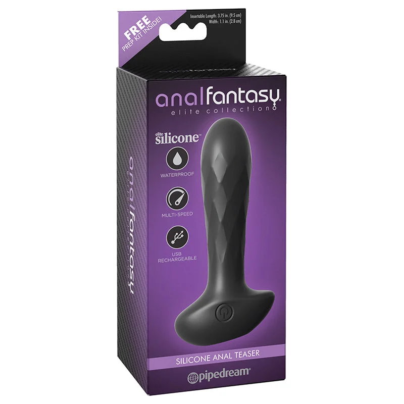 Pipedream Anal Fantasy Elite Collection Silicone Anal Teaser Rechargeable Vibrating Plug Black