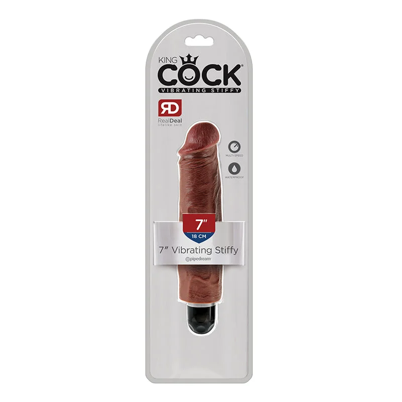 Pipedream King Cock 7 in. Vibrating Stiffy Realistic Dildo Brown