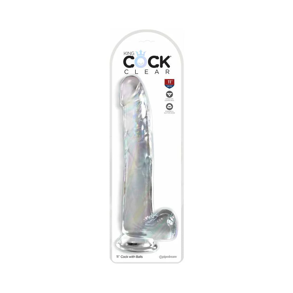 Pipedream King Cock Clear Dildo with Balls 11in