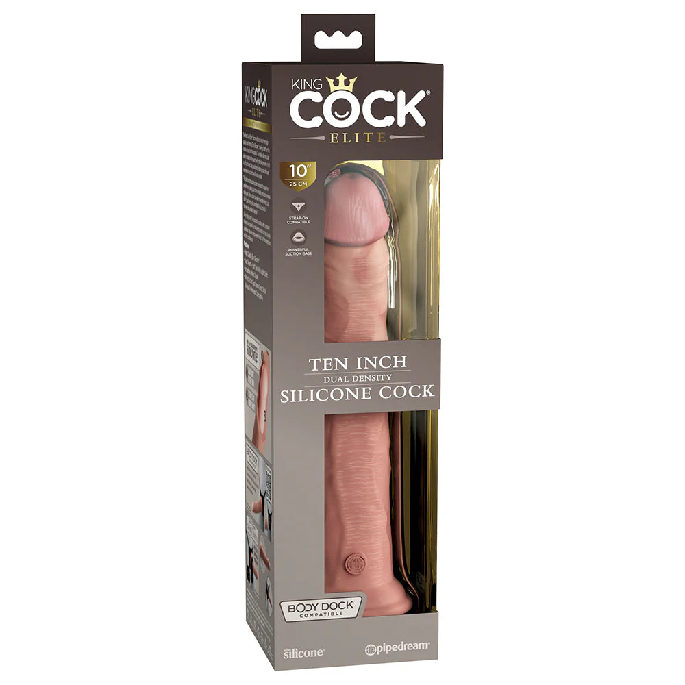 Pipedream King Cock Elite 10 in. Dual Density Silicone Cock Realistic Dildo With Suction Cup