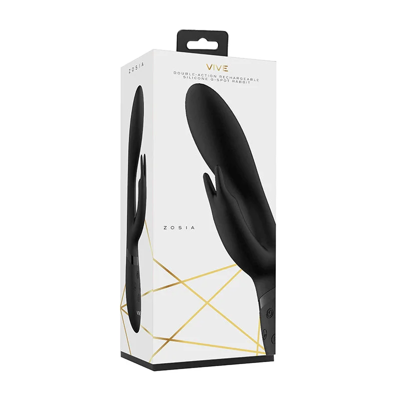 VIVE ZOSIA Rechargeable Silicone Rabbit Vibrator Black