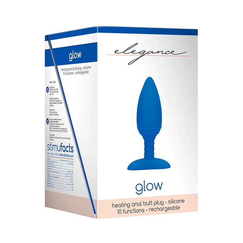 Elegance Heating Anal Butt Plug- Glow- Blue