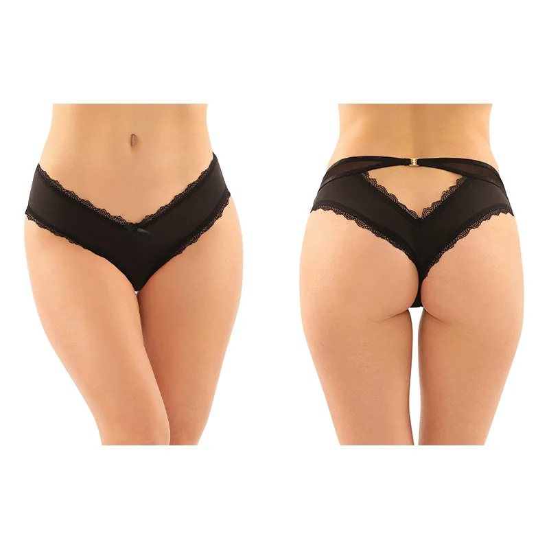 Fantasy Lingerie Dahlia Cheeky Hipster Panty With Lace Trim & Keyhole Cutout Black L/XL