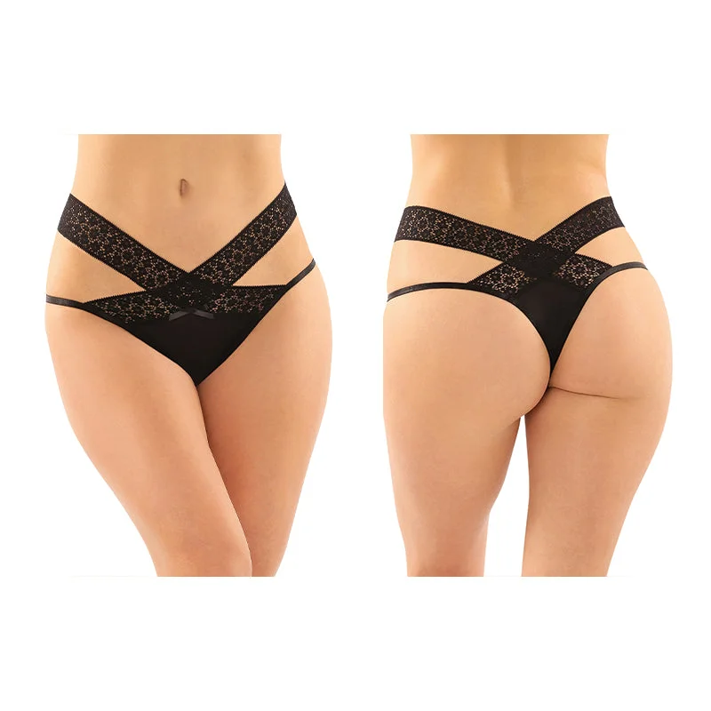 Fantasy Lingerie Daphne Microfiber Brazilian-Cut Panty Black S/M