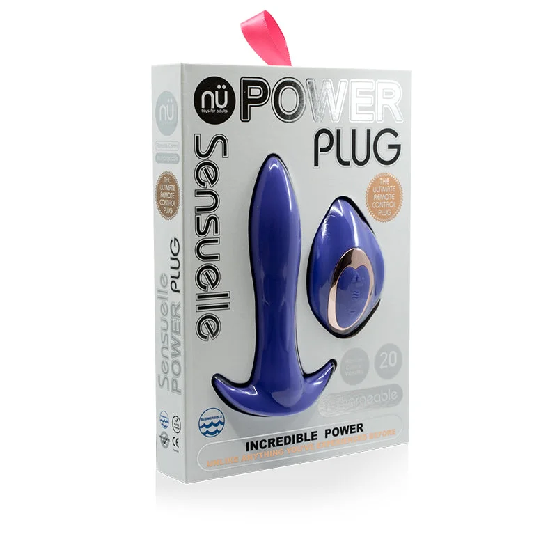 Nu Sensuelle Power Plug 20 Func Remote Control Butt Plug - Navy Blue