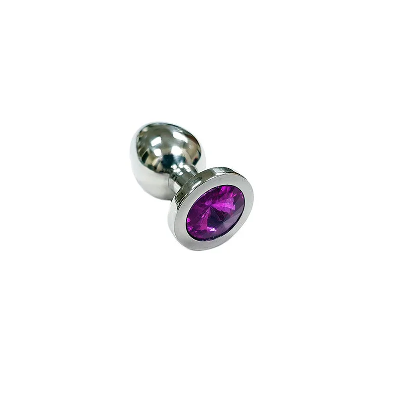 Rouge Stainless Steel Anal Butt Plug Small with Coloured Crystal Pink