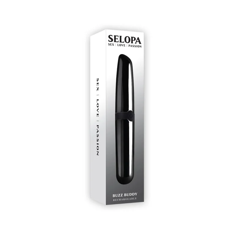 Selopa Buzz Buddy Rechargeable Vibe Silicone Black Chrome