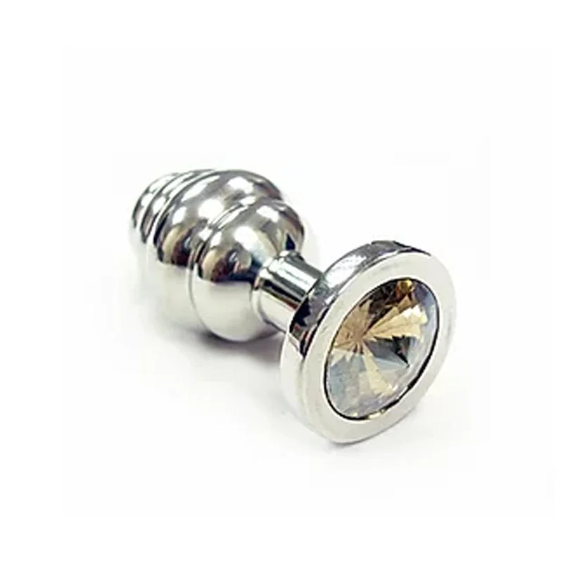 Stainless Steel Threaded Small Butt Plug Small with CLEAR Crystal * In Clamshell