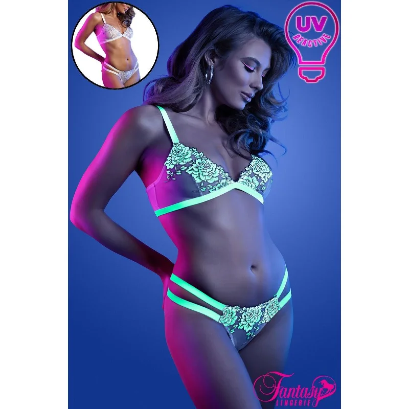 Glow Lace Bra and Panty Set by Fantasy Lingerie