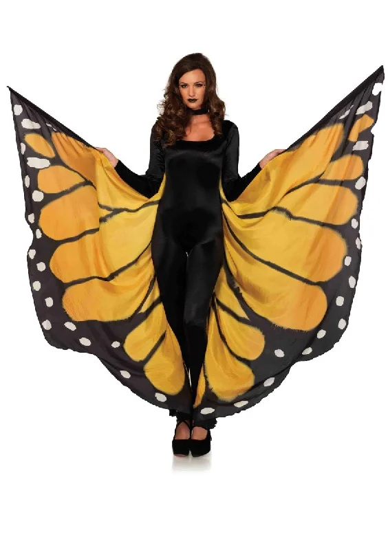 Festival Butterfly Wing Halter Cape - Orange-  - One Size - Black