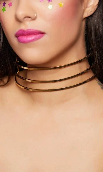 Gold Three Bar Metal Choker