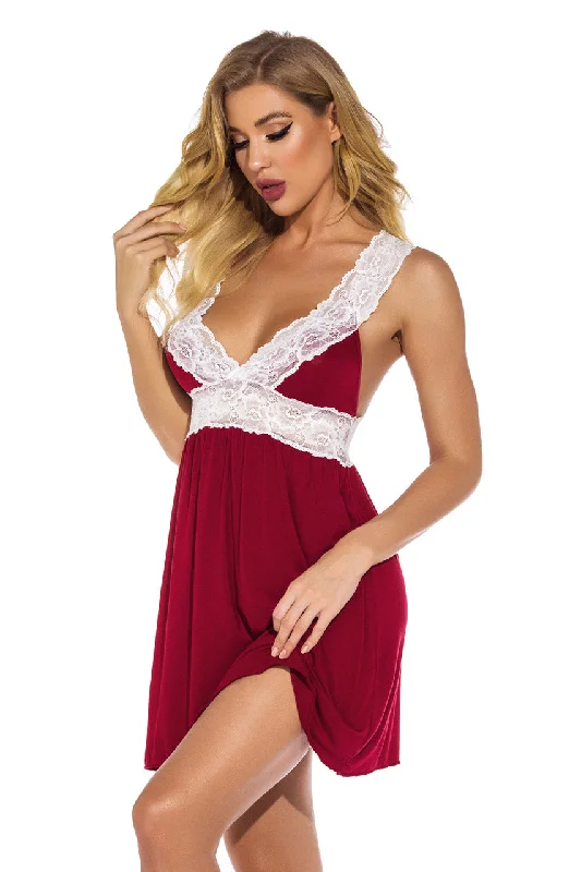 Jersey Knit and Lace Babydoll