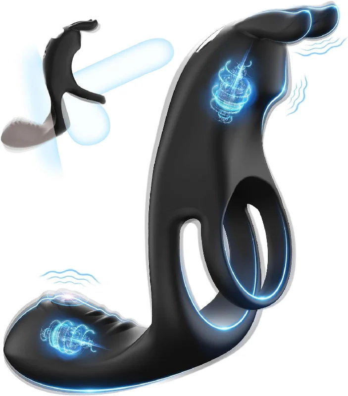 3 in 1 Vibrating Rabbit Cock Ring Clitoris & Perineum Stimulator