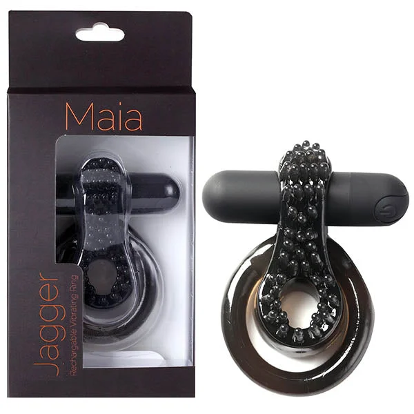 Maia Jagger - Black USB Rechargeable Vibrating Cock & Ball Ring