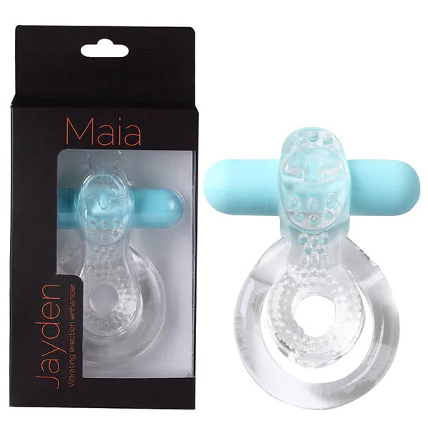 Maia Jayden - Clear/Blue USB Rechargeable Vibrating Cock & Ball Ring