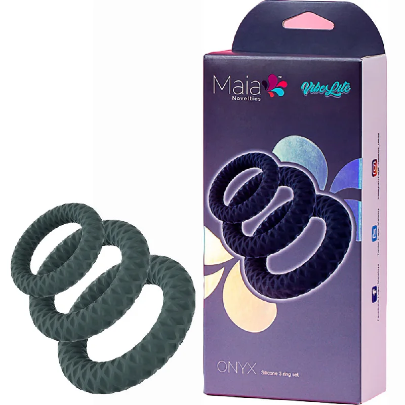 Maia ONYX Cock Ring Set - Grey