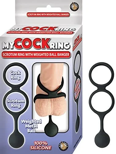 Nasstoys My Cock Ring Silicone Scrotum with Weighted Ball Banger 1.5 inch Black