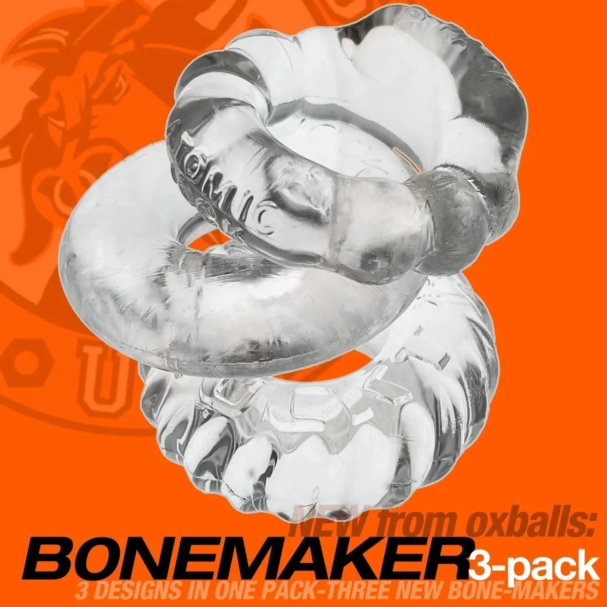 Oxballs BONEMAKER 3 STYLE BONER COCK RINGS Clear