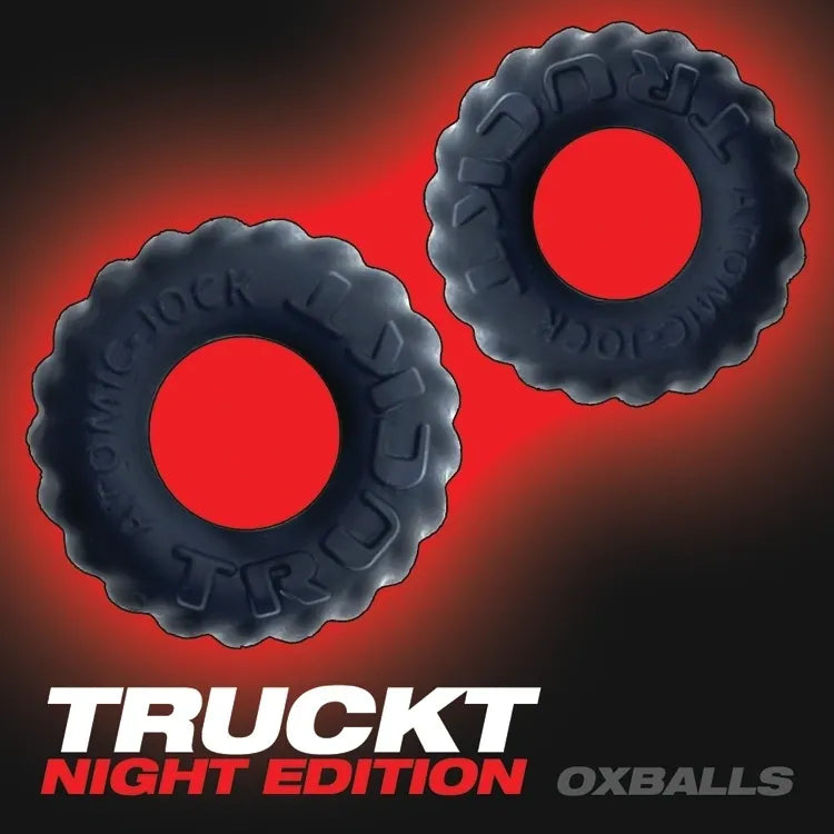 Oxballs Night Edition TRUCKT 2 PIECE COCK RING + BALLRING + SHAFTRING SET BLACK