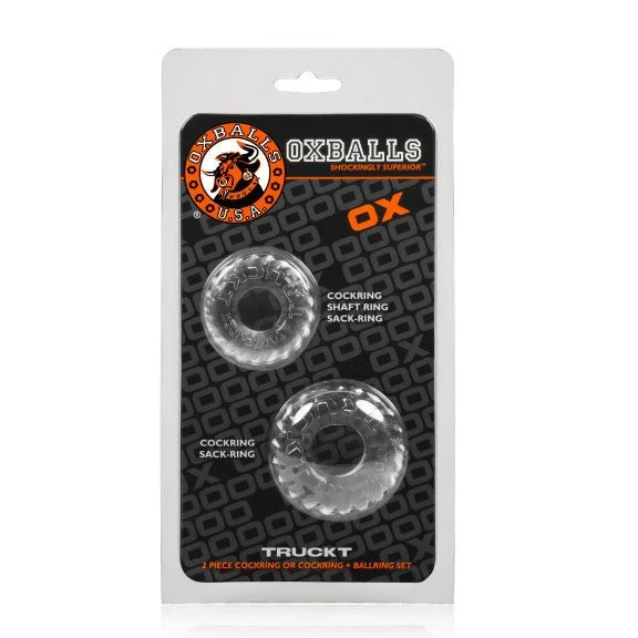 Oxballs OX TRUCKT 2 PIECE COCK RING OR COCK RING + BALLRING SET Clear