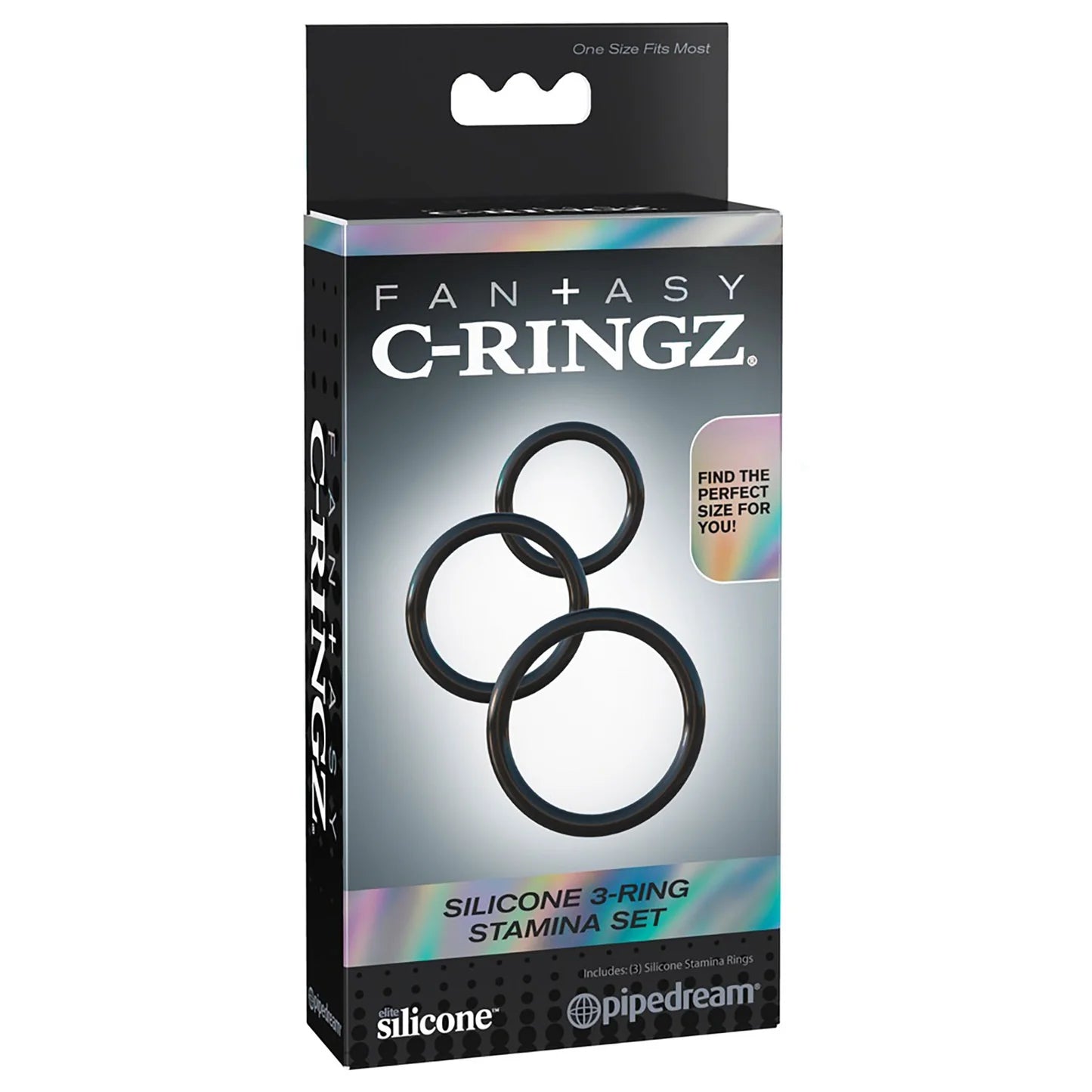 Pipedream C Ringz SILICONE 3 RING STAMINA SET Black Cock Rings