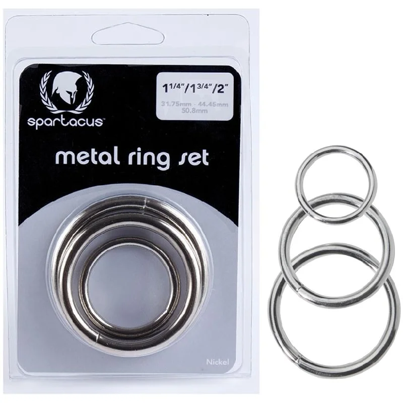 Spartacus Metal Cock Rings 3 Piece Set Nickel Plated Silver