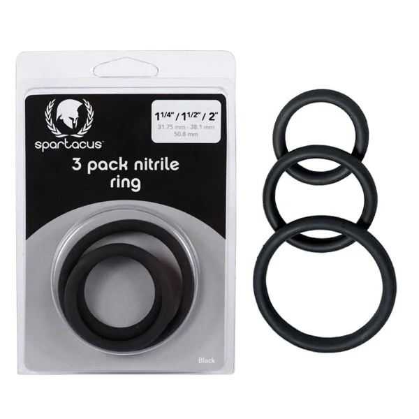 Spartacus Nitrile Cock Ring Set Pack of 3 Black