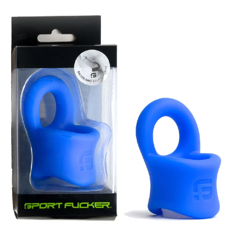 Sport Fucker Baller Silicone Cock Ring - Blue