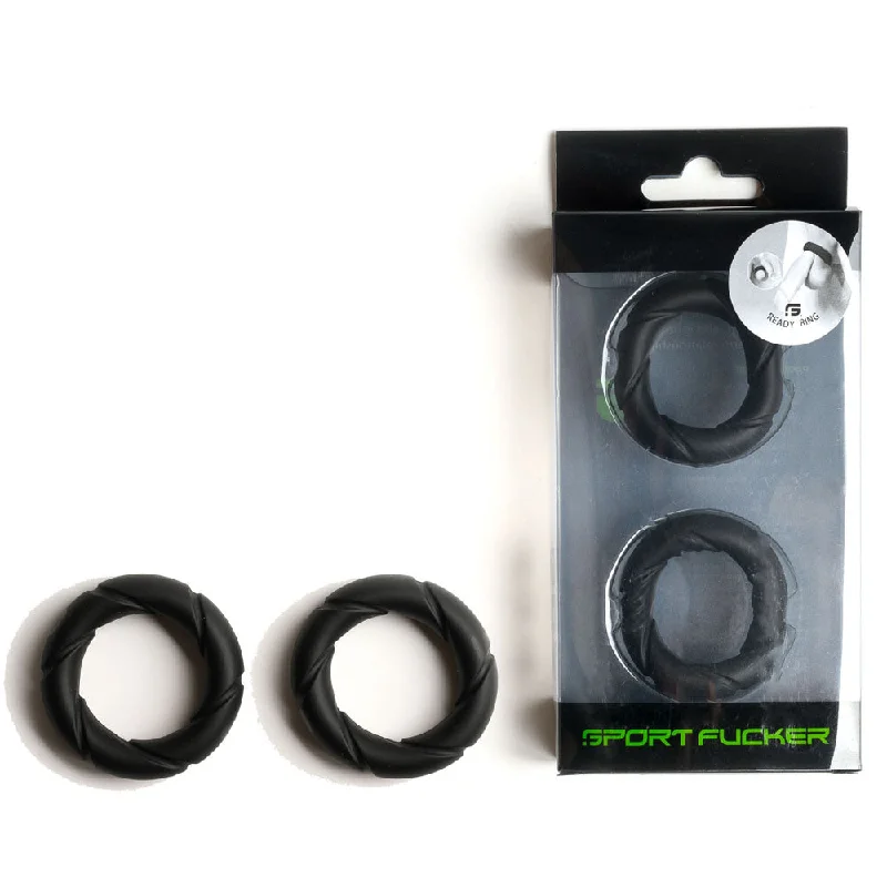 Sport Fucker Ready Black Cock Ring Set of 2